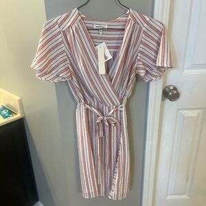 Monteau Dark Pink and Blue Striped Red